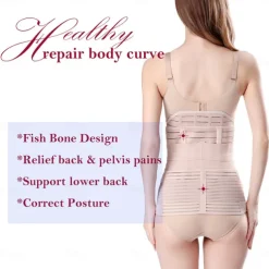 1PC 3 in 1 Postpartum Support - Recovery Belly/waist/pelvis Belt Shapewear Slimming Girdle Beige