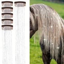 1pc 20 Inch 6 Clips Hair Clip Glitter Fairy Braiding Extensions Sparkling Ponytail Shine Set for Wedding, Competitions and Celebrations Bridal Accessories Clip-in Horse Hairpieces Horses Supplies Pony