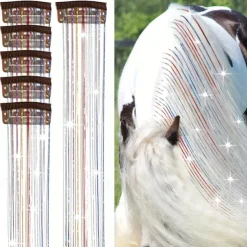 1pc 20 Inch 6 Clips Hair Clip Glitter Fairy Braiding Extensions Sparkling Ponytail Shine Set for Wedding, Competitions and Celebrations Bridal Accessories Clip-in Horse Hairpieces Horses Supplies Pony