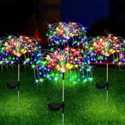 1pc, 200/150/120/90 LED Solar Outdoor Fireworks Lights 8 Modes Waterproof Fairy Lights DIY Decor Solar Lawn Lights for Pathway Garden Patio Yard Party Wedding Holiday Christmas Decoration