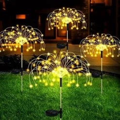 1pc, 200/150/120/90 LED Solar Outdoor Fireworks Lights 8 Modes Waterproof Fairy Lights DIY Decor Solar Lawn Lights for Pathway Garden Patio Yard Party Wedding Holiday Christmas Decoration