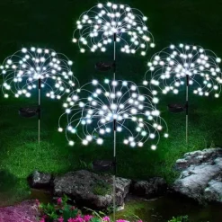 1pc, 200/150/120/90 LED Solar Outdoor Fireworks Lights 8 Modes Waterproof Fairy Lights DIY Decor Solar Lawn Lights for Pathway Garden Patio Yard Party Wedding Holiday Christmas Decoration