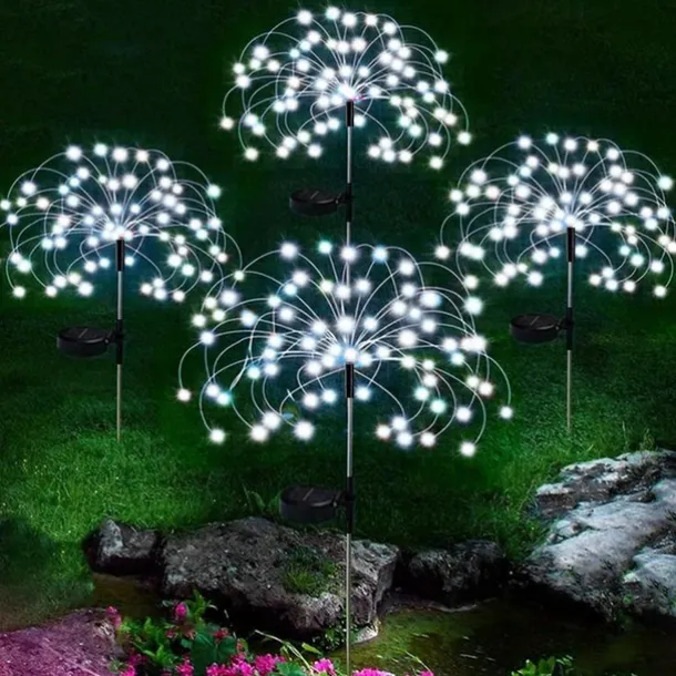 1pc, 200/150/120/90 LED Solar Outdoor Fireworks Lights 8 Modes Waterproof Fairy Lights DIY Decor Solar Lawn Lights for Pathway Garden Patio Yard Party Wedding Holiday Christmas Decoration