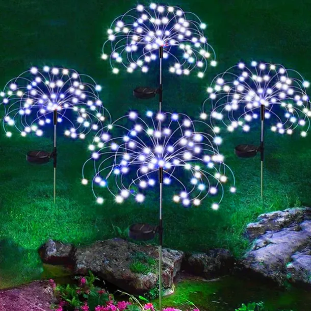 1pc, 200/150/120/90 LED Solar Outdoor Fireworks Lights 8 Modes Waterproof Fairy Lights DIY Decor Solar Lawn Lights for Pathway Garden Patio Yard Party Wedding Holiday Christmas Decoration