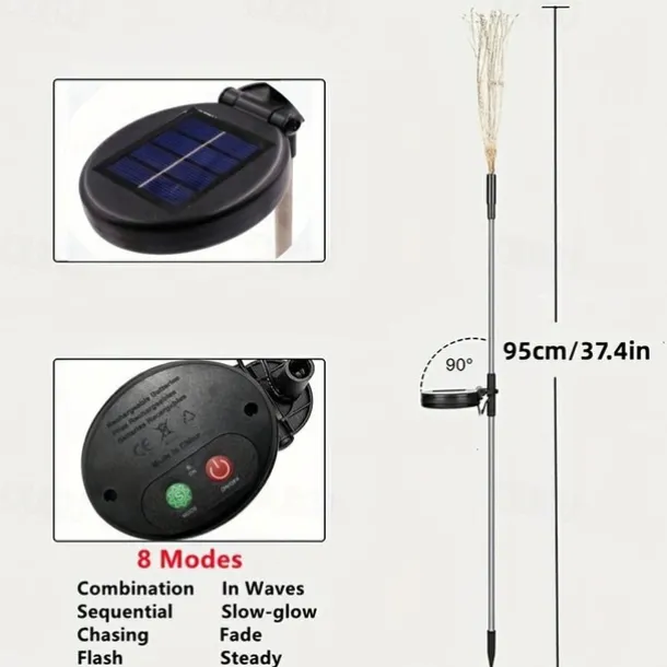 1pc, 200/150/120/90 LED Solar Outdoor Fireworks Lights 8 Modes Waterproof Fairy Lights DIY Decor Solar Lawn Lights for Pathway Garden Patio Yard Party Wedding Holiday Christmas Decoration