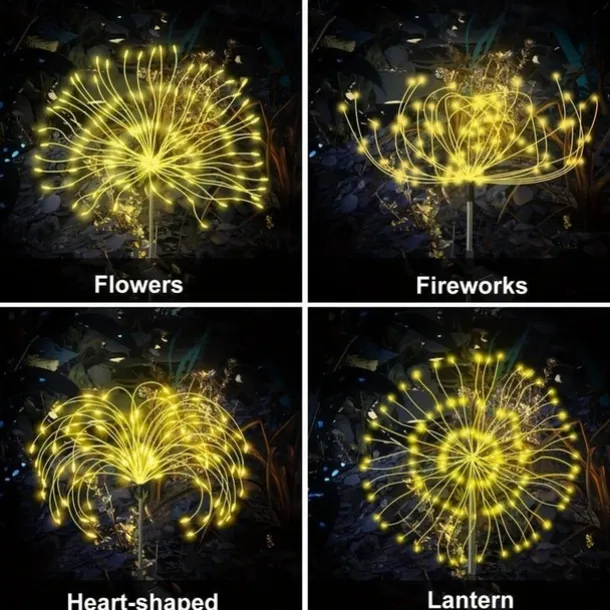 1pc, 200/150/120/90 LED Solar Outdoor Fireworks Lights 8 Modes Waterproof Fairy Lights DIY Decor Solar Lawn Lights for Pathway Garden Patio Yard Party Wedding Holiday Christmas Decoration