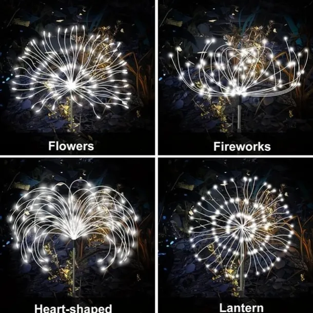 1pc, 200/150/120/90 LED Solar Outdoor Fireworks Lights 8 Modes Waterproof Fairy Lights DIY Decor Solar Lawn Lights for Pathway Garden Patio Yard Party Wedding Holiday Christmas Decoration