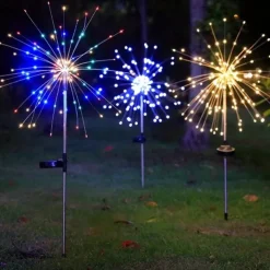 1pc, 200/150/120/90 LED Solar Outdoor Fireworks Lights 8 Modes Waterproof Fairy Lights DIY Decor Solar Lawn Lights for Pathway Garden Patio Yard Party Wedding Holiday Christmas Decoration