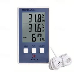 1pc Accurate Digital Thermometer and Hygrometer with LCD Display and Probe Sensor for Indoor and Outdoor Temperature and Humidity Measurement