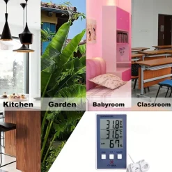 1pc Accurate Digital Thermometer and Hygrometer with LCD Display and Probe Sensor for Indoor and Outdoor Temperature and Humidity Measurement