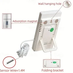 1pc Accurate Digital Thermometer and Hygrometer with LCD Display and Probe Sensor for Indoor and Outdoor Temperature and Humidity Measurement