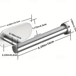 1pc Adhesive Toilet Paper Holder - Self Adhesive Black Toilet Paper Roll Holder Wall Mount For Bathroom And Kitchen, SUS-304 Stainless Steel