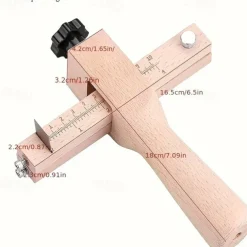 1pc Adjustable Wooden Leather Strap Maker with 5 Replacement Blades for DIY Leathercraft and Gardening Tools Craft Belt Cutter