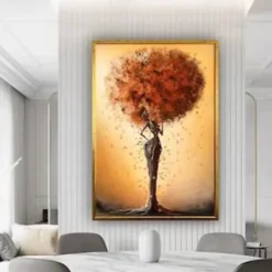 1pc African American Wall Art Canvas Painting Black Woman Flowers Poster Abstract Afro Girl With Butterfly Artwork Painting Picture For Room Wall Decor No Frame