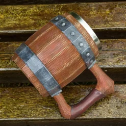 1pc Antique Viking Beer Mug - Wooden Barrel Cup with Stainless Steel Liner - Perfect Gift for Beer Lovers
