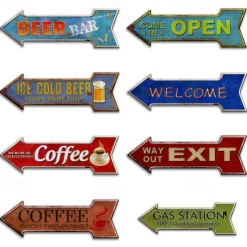 1pc Arrow Shape Metal Tin Sign Opne/Exit Tin Sign Vintage Signs Wall Decor, Painting Wall Hanging For Coffee Shop Beer Bar Gas Station Decor Home Decor Wall Art Metal Tin Sign 16x45cm / 6''x18''