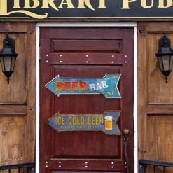 1pc Arrow Shape Metal Tin Sign Opne/Exit Tin Sign Vintage Signs Wall Decor, Painting Wall Hanging For Coffee Shop Beer Bar Gas Station Decor Home Decor Wall Art Metal Tin Sign 16x45cm / 6''x18''