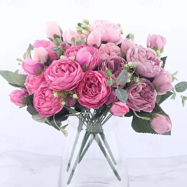 1pc Artificial Flower Stem, Silk Peony, Artificial Flowers Bouquet, Fake Flowers For Home Wedding Decoration Mother's Day Gifts Birthday Gifts
