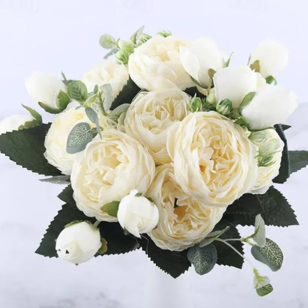 1pc Artificial Flower Stem, Silk Peony, Artificial Flowers Bouquet, Fake Flowers For Home Wedding Decoration Mother's Day Gifts Birthday Gifts