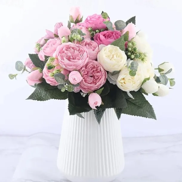1pc Artificial Flower Stem, Silk Peony, Artificial Flowers Bouquet, Fake Flowers For Home Wedding Decoration Mother's Day Gifts Birthday Gifts