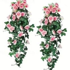1PC Artificial Hanging Flower (3.3ft), Premium Oxidation Resistance Artificial Flower, Simulation Rose Vine, Real Touch Vine Arrangement, Room Decor, Home Decor, Bedroom Decor, Wedding Decor