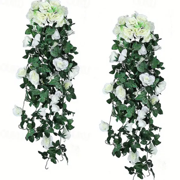 1PC Artificial Hanging Flower (3.3ft), Premium Oxidation Resistance Artificial Flower, Simulation Rose Vine, Real Touch Vine Arrangement, Room Decor, Home Decor, Bedroom Decor, Wedding Decor