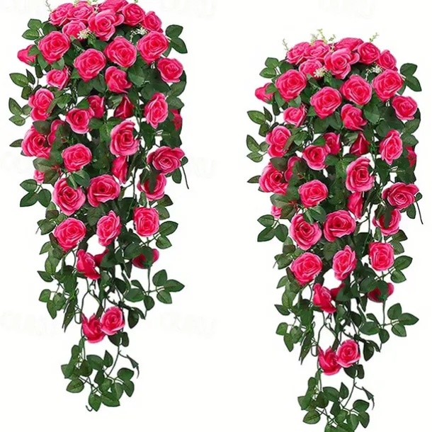 1PC Artificial Hanging Flower (3.3ft), Premium Oxidation Resistance Artificial Flower, Simulation Rose Vine, Real Touch Vine Arrangement, Room Decor, Home Decor, Bedroom Decor, Wedding Decor