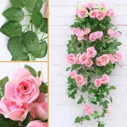 1PC Artificial Hanging Flower (3.3ft), Premium Oxidation Resistance Artificial Flower, Simulation Rose Vine, Real Touch Vine Arrangement, Room Decor, Home Decor, Bedroom Decor, Wedding Decor
