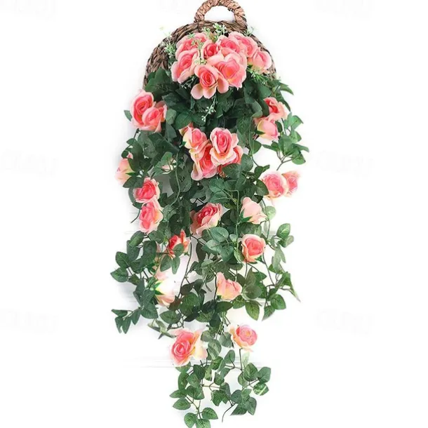 1PC Artificial Hanging Flower (3.3ft), Premium Oxidation Resistance Artificial Flower, Simulation Rose Vine, Real Touch Vine Arrangement, Room Decor, Home Decor, Bedroom Decor, Wedding Decor