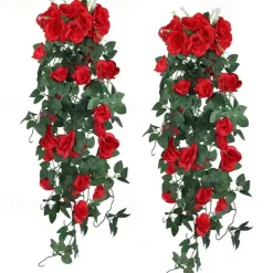 1PC Artificial Hanging Flower (3.3ft), Premium Oxidation Resistance Artificial Flower, Simulation Rose Vine, Real Touch Vine Arrangement, Room Decor, Home Decor, Bedroom Decor, Wedding Decor