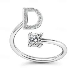 1PC Band Ring For Men's Women's Crystal White Alloy Classic