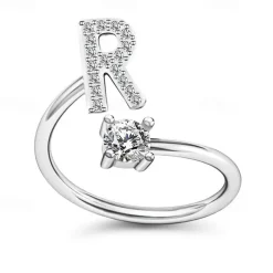 1PC Band Ring For Men's Women's Crystal White Alloy Classic