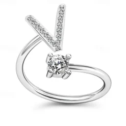 1PC Band Ring For Men's Women's Crystal White Alloy Classic