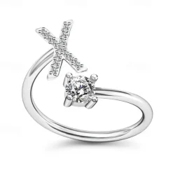 1PC Band Ring For Men's Women's Crystal White Alloy Classic