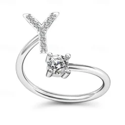 1PC Band Ring For Men's Women's Crystal White Alloy Classic