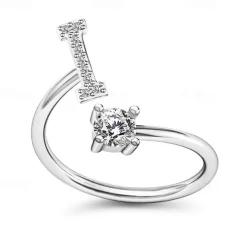 1PC Band Ring For Men's Women's Crystal White Alloy Classic