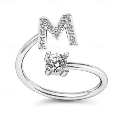1PC Band Ring For Men's Women's Crystal White Alloy Classic