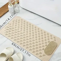 1pc Bathroom Rubber Non-slip Mat - Shower Foot Mat With Draining Holes & Suction Cups - For Bathroom Kitchen Laundry & Bedroom - Suitable for Wet Surfaces - Perfect Gift for Housewarming