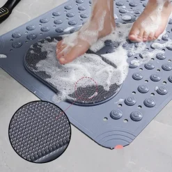 1pc Bathroom Rubber Non-slip Mat - Shower Foot Mat With Draining Holes & Suction Cups - For Bathroom Kitchen Laundry & Bedroom - Suitable for Wet Surfaces - Perfect Gift for Housewarming
