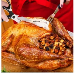 1pc BBQ Scissors, Sharp Kitchen Scissors, Stainless Steel Multipurpose Shears For Meat Cutting, Kitchen Supplies