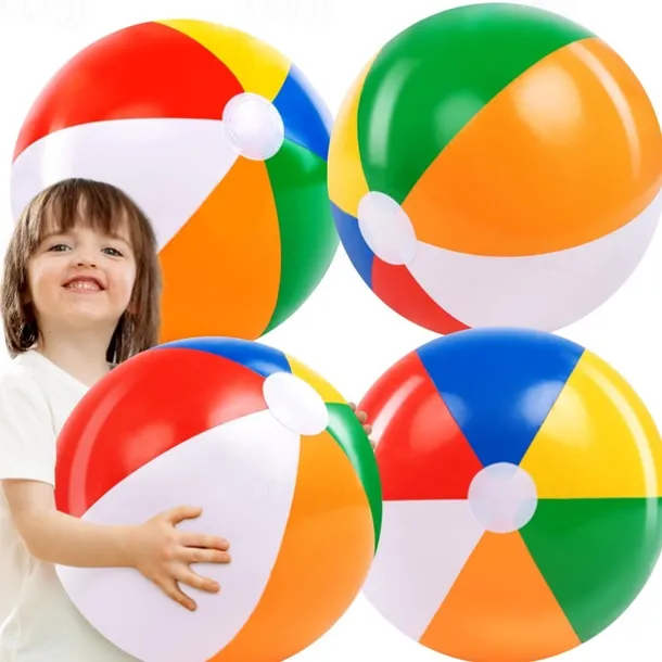 1pc Beach Balls - Large Rainbow Beach Ball Inflatable Pool Toys for Party Supplies Decorations Adults Kids Birthday Luau Summer Beach Water Games Beachball Party Favors