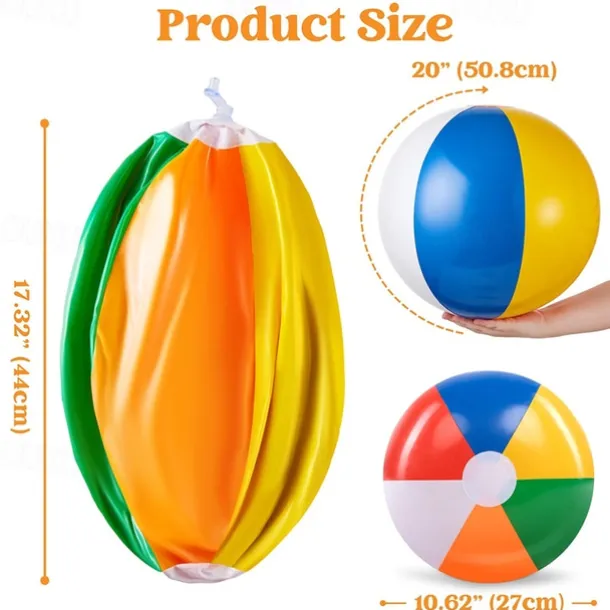 1pc Beach Balls - Large Rainbow Beach Ball Inflatable Pool Toys for Party Supplies Decorations Adults Kids Birthday Luau Summer Beach Water Games Beachball Party Favors