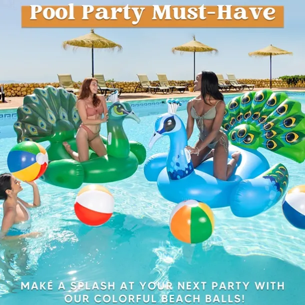 1pc Beach Balls - Large Rainbow Beach Ball Inflatable Pool Toys for Party Supplies Decorations Adults Kids Birthday Luau Summer Beach Water Games Beachball Party Favors