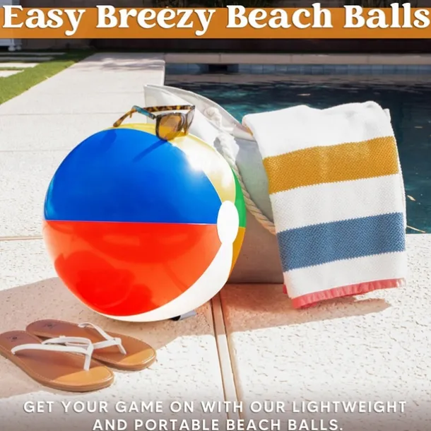 1pc Beach Balls - Large Rainbow Beach Ball Inflatable Pool Toys for Party Supplies Decorations Adults Kids Birthday Luau Summer Beach Water Games Beachball Party Favors