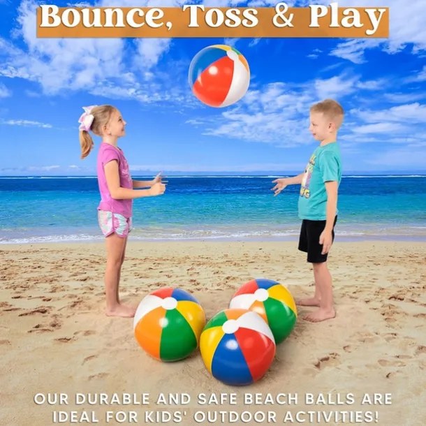 1pc Beach Balls - Large Rainbow Beach Ball Inflatable Pool Toys for Party Supplies Decorations Adults Kids Birthday Luau Summer Beach Water Games Beachball Party Favors