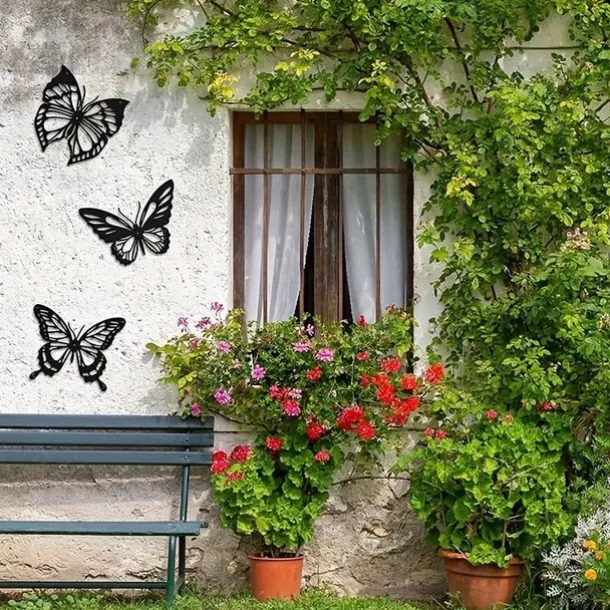 1pc Butterfly Metal Wall Decor, Black Dragonfly Hummingbird Butterfly Metal Wall Art Hanging Wall Decor, Suitable For Modern Farmhouse Rustic Home Living Room Bathroom Indoor Outdoor Decor, Home Decor