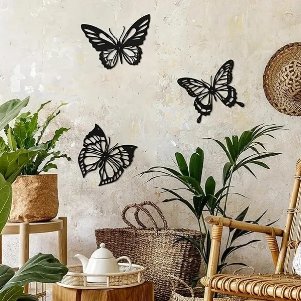 1pc Butterfly Metal Wall Decor, Black Dragonfly Hummingbird Butterfly Metal Wall Art Hanging Wall Decor, Suitable For Modern Farmhouse Rustic Home Living Room Bathroom Indoor Outdoor Decor, Home Decor