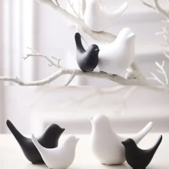 1pc Ceramic Bird Small Animal Statues Home Decor Modern Style Decorative Ornaments for Living Room, Bedroom, Office Desktop, Cabinets