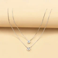 1PC Chain Necklace Layered Necklace For Women's Crystal Clear Wedding Party Evening Daily Crystal Alloy Heart
