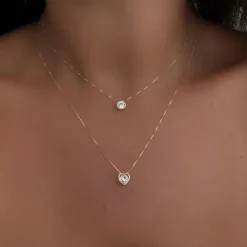 1PC Chain Necklace Layered Necklace For Women's Crystal Clear Wedding Party Evening Daily Crystal Alloy Heart